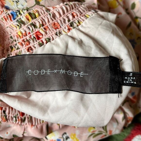 Code X Mode Mock Neck Style Pink Floral Ruffle Dress US Women’s S - Picture 8 of 10